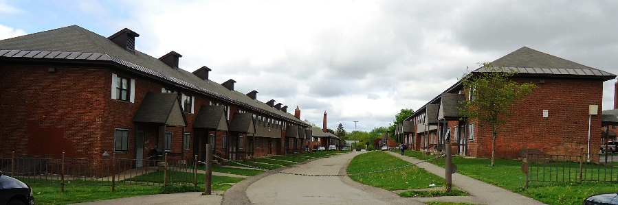 The courtyard of Yates Village in Schenectady, NY